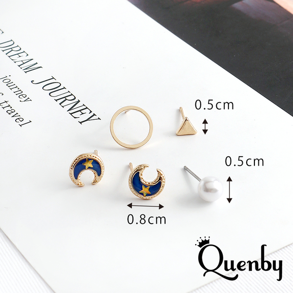 Quenby 小巧迷你清新組合6入組貼耳耳環/耳針 product thumbnail 6