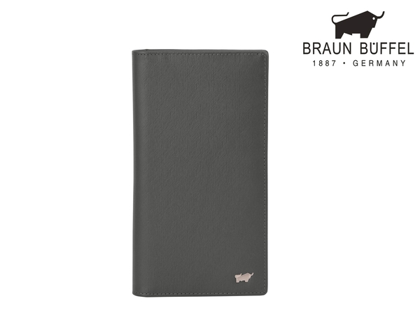 【全新品公司貨】BRAUN BUFFEL  壓紋多卡拉鍊長夾 深灰 【寧寧小舖/台中30年老店】BF306-301-1