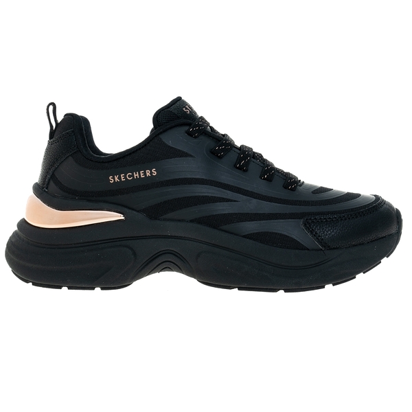 Skechers 休閒鞋 Hazel-Step N Flow 女 全黑 厚底 增高 老爹鞋 177575BBK