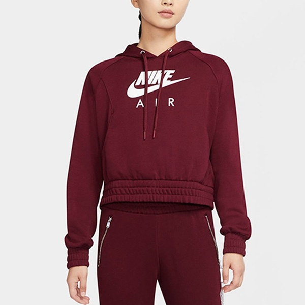 Nike NSW AIR HOODIE 女裝 長袖 帽T 短版 口袋 基本 酒紅【運動世界】CU6562-638