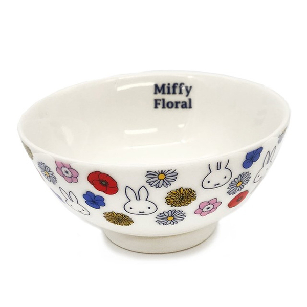 小禮堂 米菲兔 陶瓷碗 (白花朵款) 4964412-406224