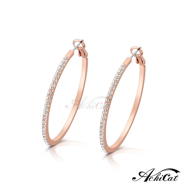 AchiCat 耳環 正白K 奢華大圈圈 滿鑽耳環 玫金款 女耳環 抗過敏鋼針 一對價格 G20018
