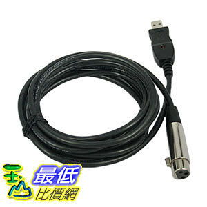 [106美國直購] HDE 電纜 10 feet/3m XLR Female to USB 2.0 Cable - Black