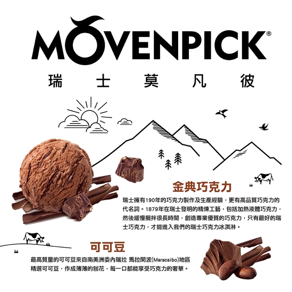 【瑞士原裝進口】Movenpick 莫凡彼冰淇淋 金典巧克力500ml