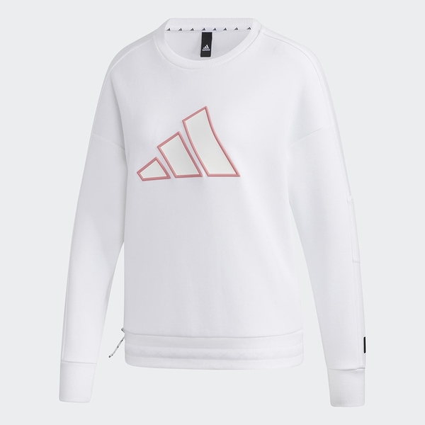 Adidas STR SWEAT 女裝 長袖 大學T 休閒 胸前Logo 可調式下擺 白【運動世界】GP0719