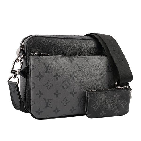 【LV】Monogram TRIO 三合一郵差包(黑灰色) M69443