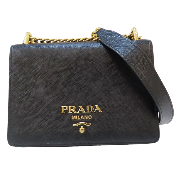 【二手名牌BRAND OFF】PRADA 普拉達 黑色 牛皮 單肩包