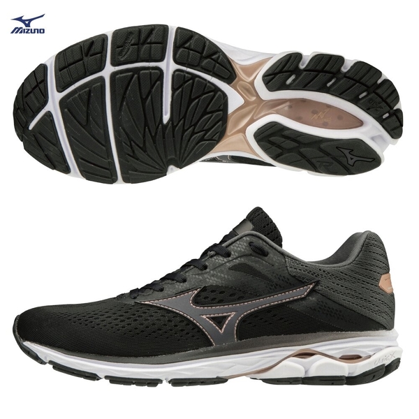 MIZUNO 美津濃 WAVE RIDER 23 女鞋 慢跑 路跑 避震 穩定 柔軟 黑 咖【運動世界】J1GD190351 product thumbnail 2