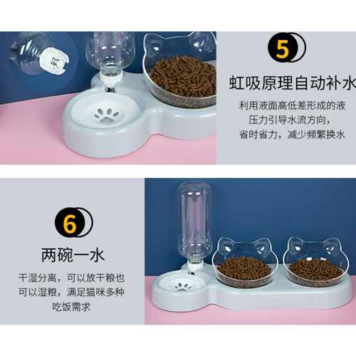 【培菓幸福寵物專營店】貓臉透明飲水飼料兩用三碗盆(防脊椎側彎) product thumbnail 7