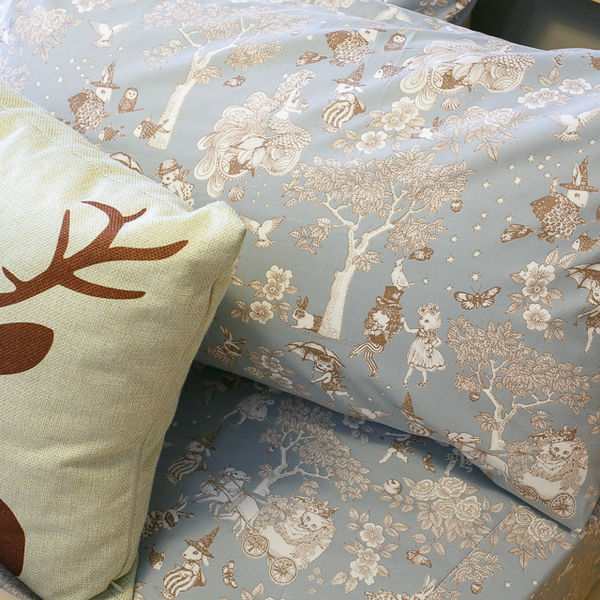 鹿先生的奇幻小屋  D2雙人床包雙人薄被套4件組 四季磨毛布 北歐風 台灣製造 棉床本舖