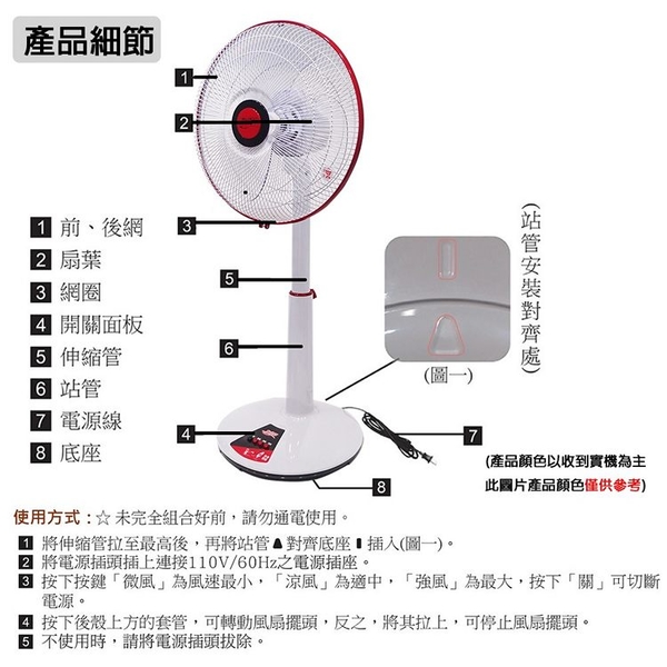 友情牌 14吋機械式桌立扇.電風扇 KA-1415~台灣製造 product thumbnail 3