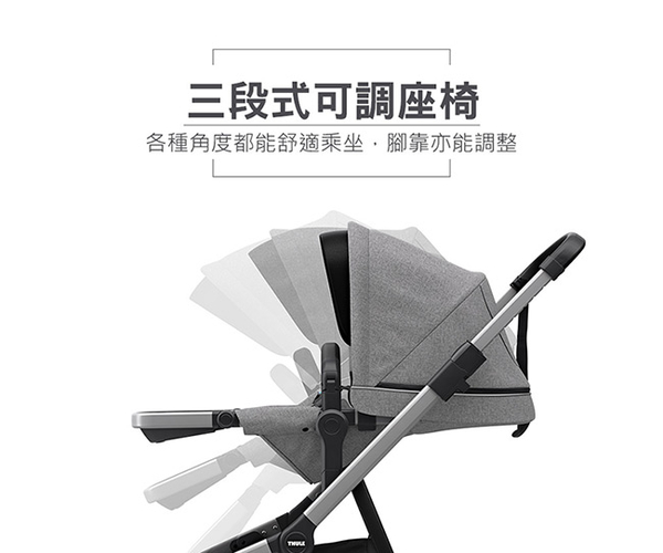 THULE-SLEEK 四輪嬰兒手推車-淺灰 product thumbnail 5