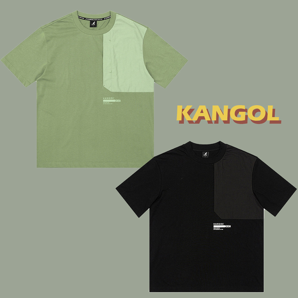 KANGOL 短袖 短T 中性 黑/綠 落肩 拼接 6225101220 6225101272