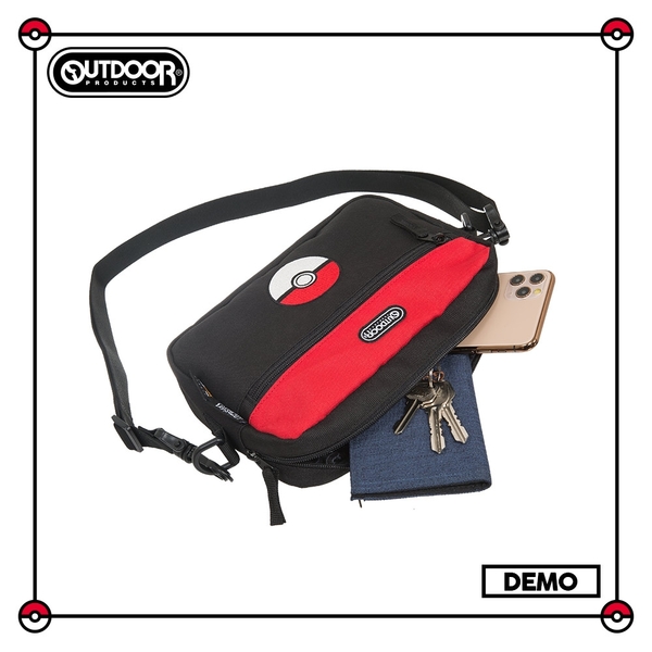 【OUTDOOR】Pokemon聯名款訓練家系列 橫式側背包-黑色 ODGO20C13BK product thumbnail 5