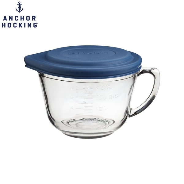 【Anchor Hocking】美國安佳 專業級強化玻璃量杯(附蓋子) 2.0L 2000cc 打蛋盆 帶蓋量杯