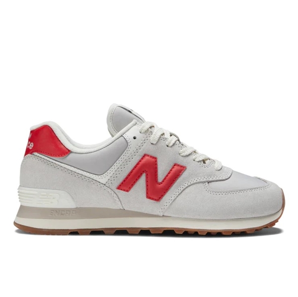 NEW BALANCE 574 男女款(參考男款尺寸) 灰白紅色 復古休閒鞋 U574RF2【KAORACER】