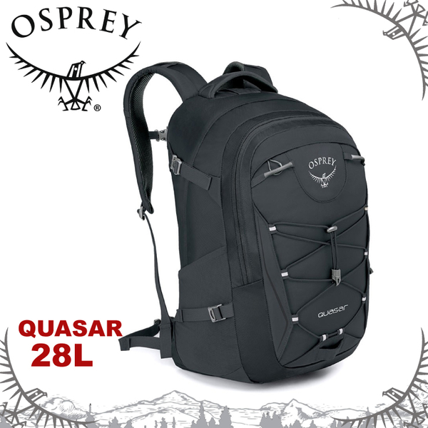 【OSPREY 美國 QUASAR 28 男款 休閒背包《盔甲灰》28L】雙肩包/電腦包/單車環島/露營/隨身行李背包