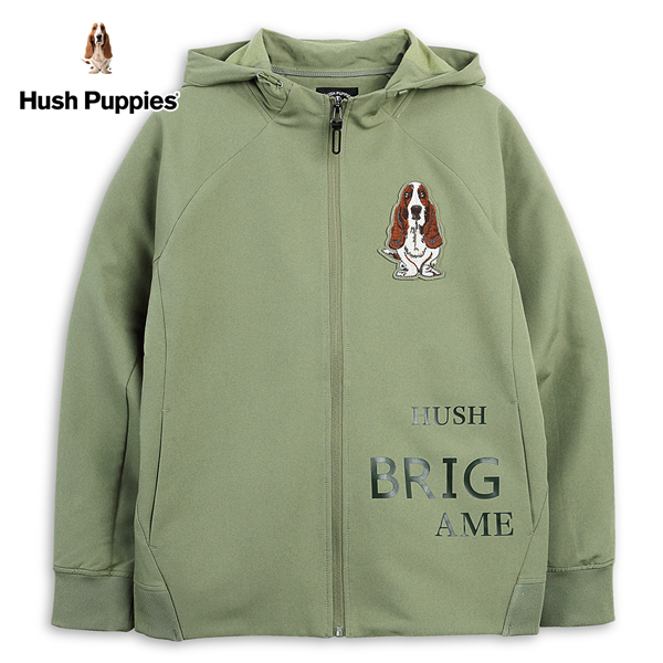 Hush Puppies 外套 男裝文字印花刺繡狗防風機能刷毛立領連帽外套 product thumbnail 3