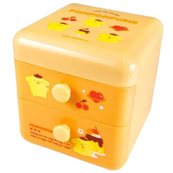 【震撼精品百貨】Pom Pom Purin 布丁狗~日本三麗鷗SANRIO 布丁狗 桌上型塑膠雙抽收納盒*15256