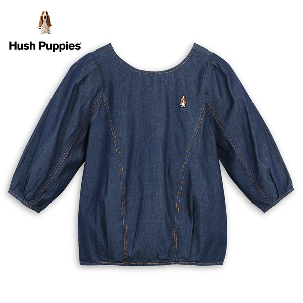 Hush Puppies 襯衫 女裝U領澎澎袖牛仔小狗襯衫 product thumbnail 4