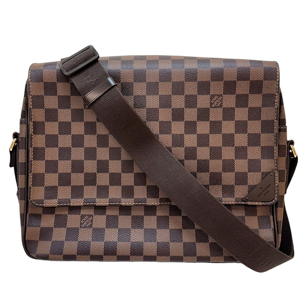 【二手名牌BRAND OFF】LOUIS VUITTON LV 路易威登 棕色 PVC塗層帆布 棋盤格 Shelton MM 肩背包 N41149