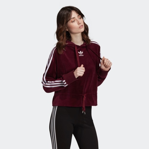 ADIDAS CROPPED VHOODIE 女裝 長袖 連帽 短版 穿搭 酒紅【運動世界】FN2793 product thumbnail 5