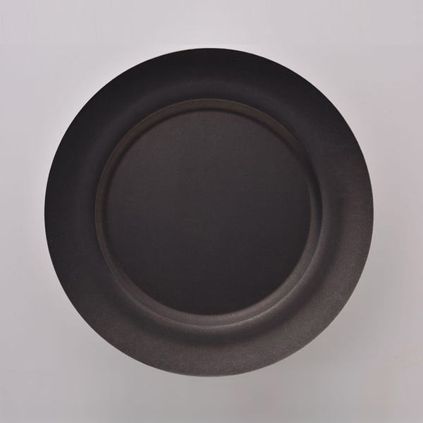 日本 AOYOSHI 青芳製作所 仿舊霧黑圓形餐盤-18cm