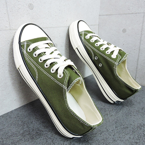 X-INGCHI 男款基本款綠色低筒帆布鞋-NO.X0003