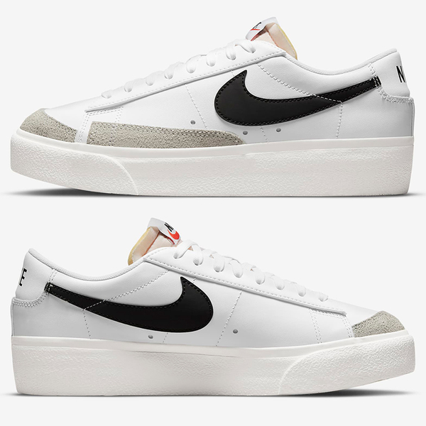 Nike 女鞋 休閒鞋 Blazer Low Platform 皮革 厚底 白黑/白粉【運動世界】DJ0292-101/DJ0292-103 product thumbnail 3