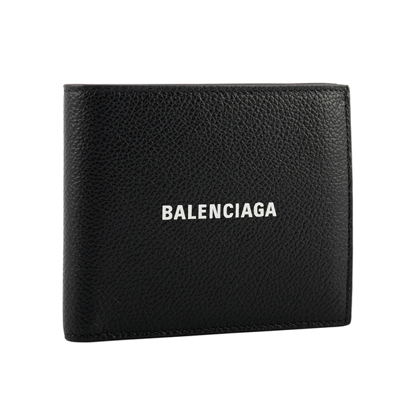 【BALENCIAGA】經典LOGO牛皮8卡對開短夾(黑) 594549 1IZI3 1090