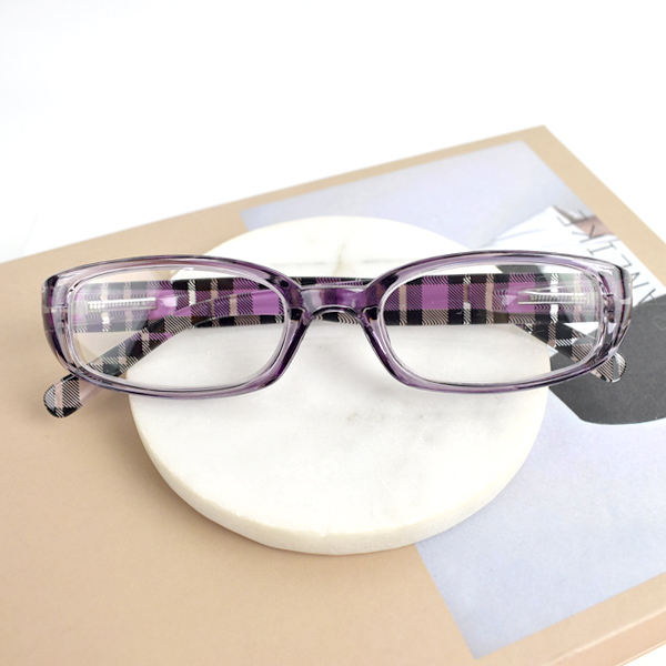 老花眼鏡 紫色格紋方框眼鏡 NYK19