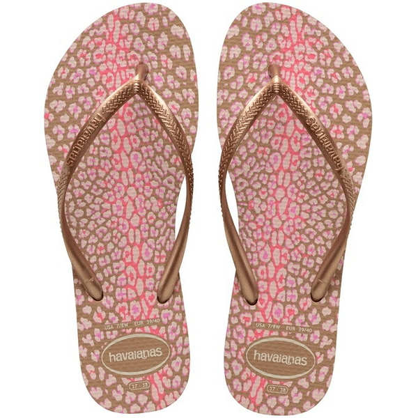 havaianas 哈瓦士 巴西人字拖 女款 slim animals 玫瑰金豹紋 涼鞋 拖鞋 夾腳拖 海灘鞋【南風百貨】