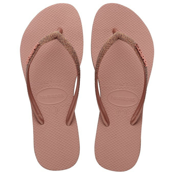 havaianas 哈瓦士 巴西人字拖 女款 Slim sparkle II 金蔥番紅花粉 拖鞋 夾腳拖【南風百貨】