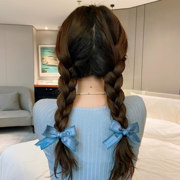 sppgge ONE~法式少女蝴蝶結髮繩甜美森系頭繩雙馬尾髮圈簡約韓國皮筋髮飾頭飾