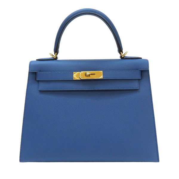 【二手名牌BRAND OFF】HERMES 愛馬仕 瑪瑙藍 Epsom 牛皮 Kelly 28 兩用包 A刻