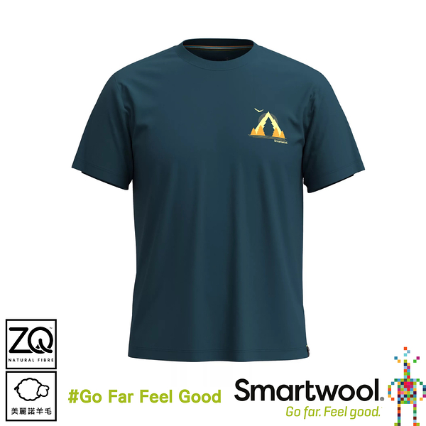 【SmartWool 美國 塗鴉短Tee/Go Far Feel Good《 暮光藍》】SW002365/登山/爬山/排汗/男女