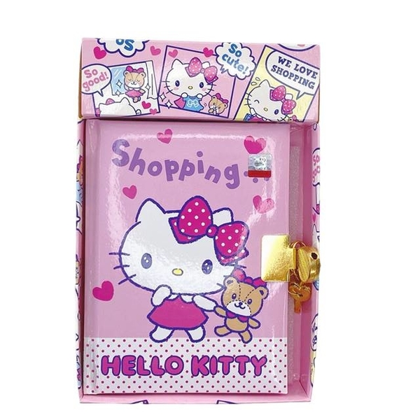 小禮堂 Hello Kitty 硬殼筆記本附鎖 (粉盒裝款) 4713791-954228