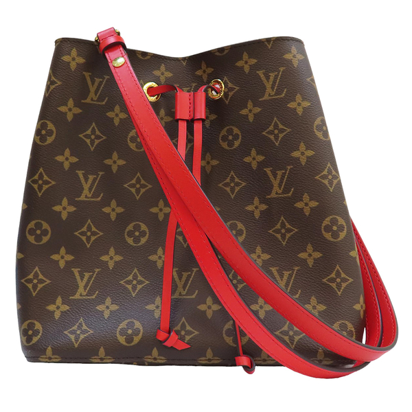 【二手名牌BRAND OFF】LOUIS VUITTON LV 路易威登 棕色 紅色 PVC塗層帆布 NEO 水桶 肩背包 M44021