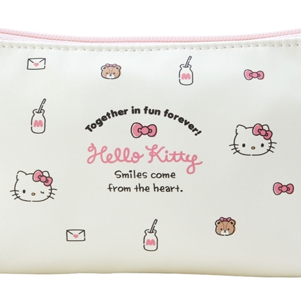 小禮堂 Hello Kitty 皮質三角雙層筆袋 (米粉格子抱熊款) 4550337-300831 product thumbnail 6