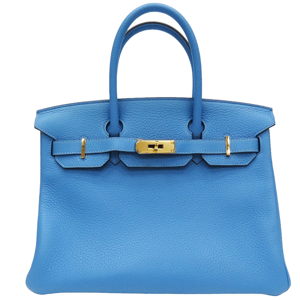 HERMES 愛馬仕 坦桑尼亞藍 Taurillon Clemence皮革 Birkin 30 柏金 手提包 □R刻 【二手名牌BRAND OFF】