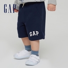 Gap男幼童 碳素軟磨系列 Logo法式圈織休閒短褲 796715-海軍藍