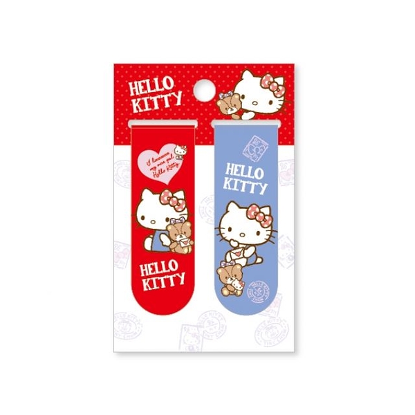 小禮堂 Hello Kitty 磁鐵書籤2入組 (紅紫小熊款) 4713752-407305