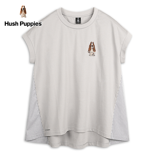 Hush Puppies 上衣 女裝條紋拼接連袖傘襬上衣