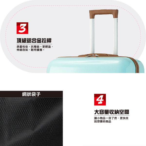 限時特賣 韓國熱賣 PC+ABS 鏡面 海關鎖 超輕量24吋行李箱 product thumbnail 4