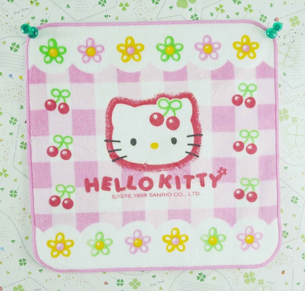 【震撼精品百貨】Hello Kitty 凱蒂貓~方巾/毛巾-上下花左右櫻桃