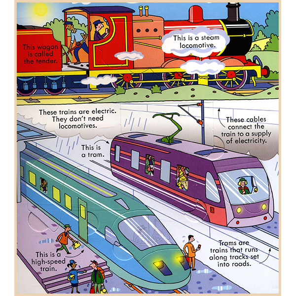 英國 Usborne 翻翻書(各式各樣的火車) Look Inside Trains【南風百貨】 product thumbnail 4