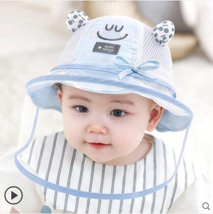 嬰兒帽子疫情防護飛沫面部罩夏季薄款寶寶兒童遮陽防曬漁夫帽春秋 小艾新品