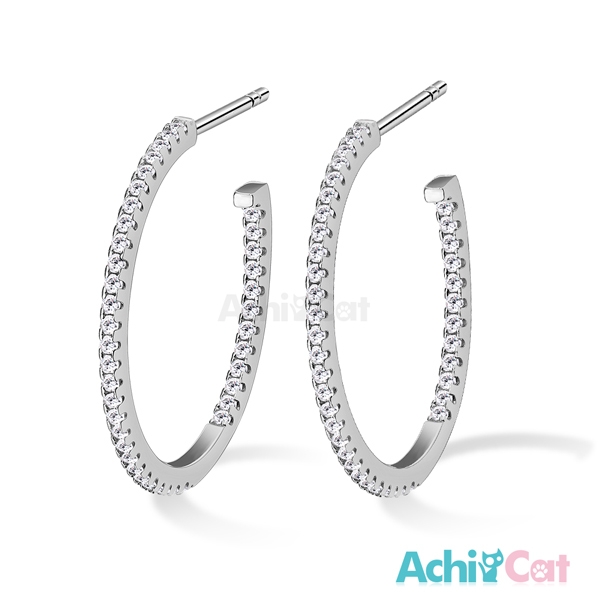 AchiCat 925純銀耳環 純銀飾 奢華帝國 純銀耳針 玫金白鋯 GS6124