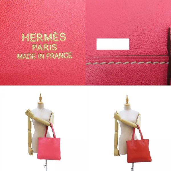 【二手名牌BRAND OFF】HERMES 愛馬仕 粉色/橘紅色 Swift皮革 雙面 Double Sens 28 肩背包 product thumbnail 7