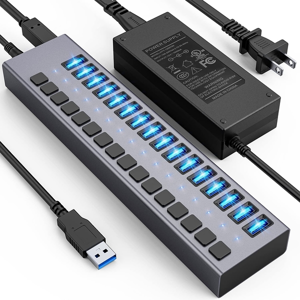 [3美國直購] 集線器 Powered USB Hub - ACASIS 16 Ports 90W USB 3.0 Data Hub， Individual On/Off Switches